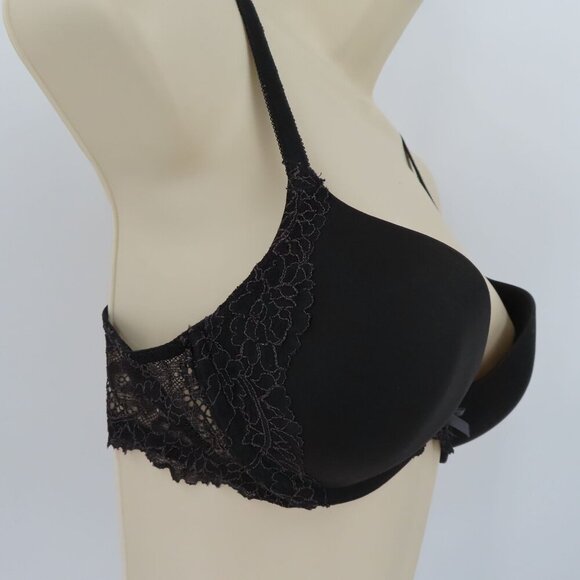 Victorias Secret 34B Dream Angels Push Up Black Lace Trim Bra Underwire Padded - Picture 3 of 14